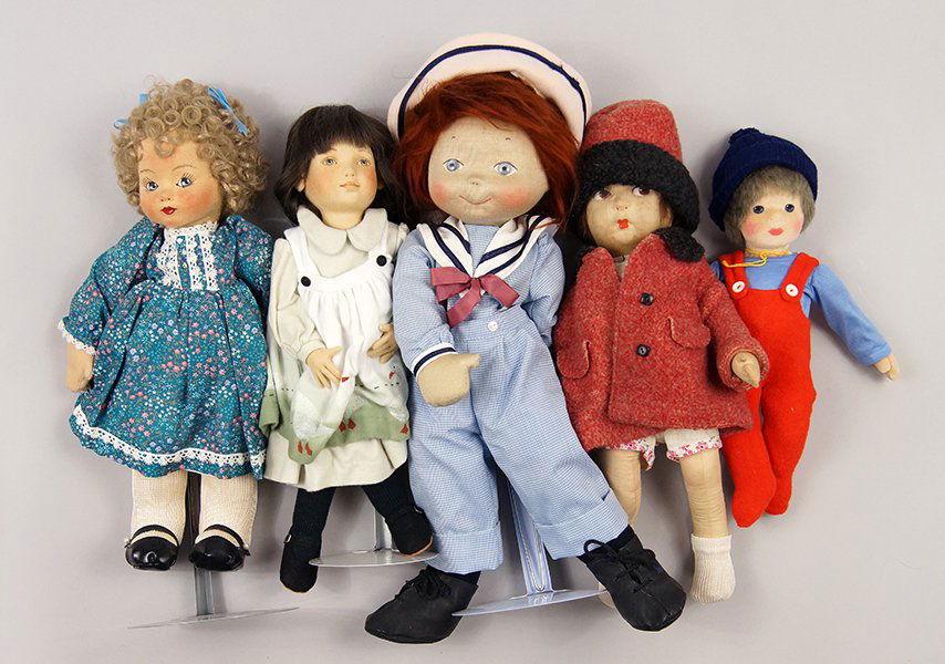 Group of Felt Face Dolls. (1 of 2)