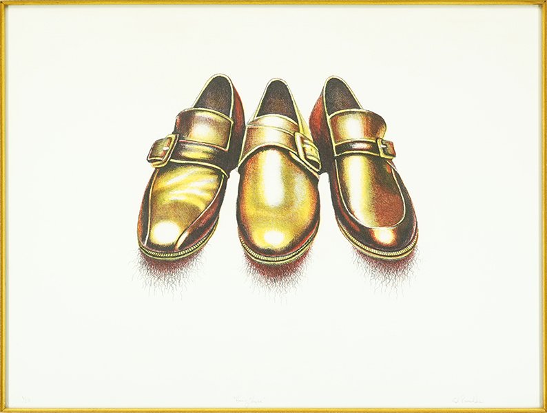 Ed Paschke (American, 1939-2004) Hairy Shoes.: Ed Paschke (American, 1939-2004) Hairy Shoes. Color lithograph, 1971. Pencil signed lower right. Titled and numbered 1/30 Sheet: 18" x 24" Frame: 22.75" x 29"