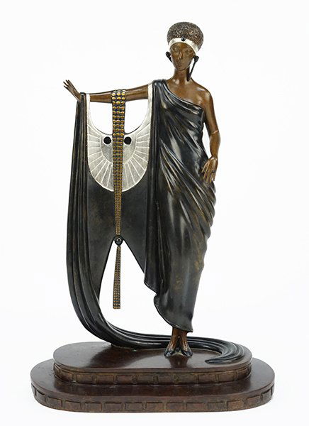 Romaine de Tirtoff Erte (Russian/French, 1892-1990): Romaine de Tirtoff Erte (Russian/French, 1892-1990) Sophisticated Lady. Cast bronze scupture, numbered 191/250 with the Meisner Foundry mark, 'RKP Int. Corp.' and dated 1980 en verso Height: 15.5"