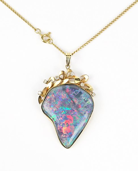 An Opal and Diamond Pendant. (1 of 1)