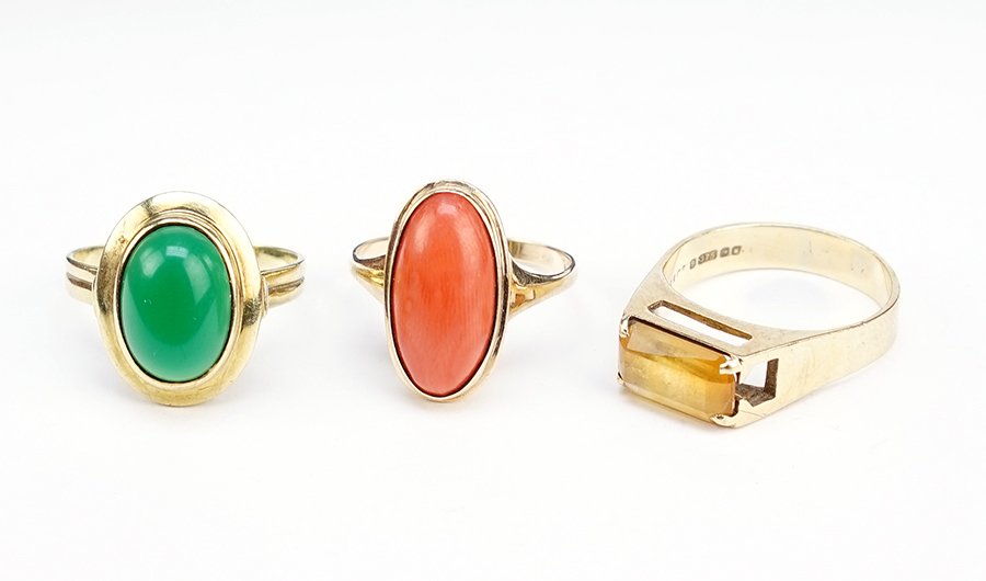 Three 9 Karat Yellow Gold Rings. (1 of 1)