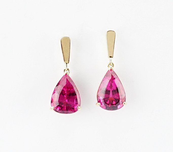 A Pair of Rubellite Tourmaline and 14 Karat Yellow Gold (1 of 1)