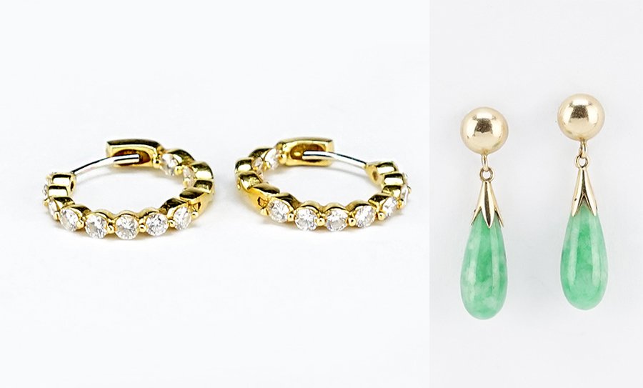 A Pair of Diamond and 18 Karat Yellow Gold Hoop (1 of 1)