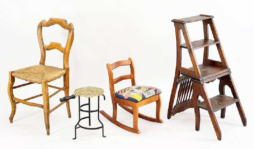 An Oak Library Step Ladder / Chair.