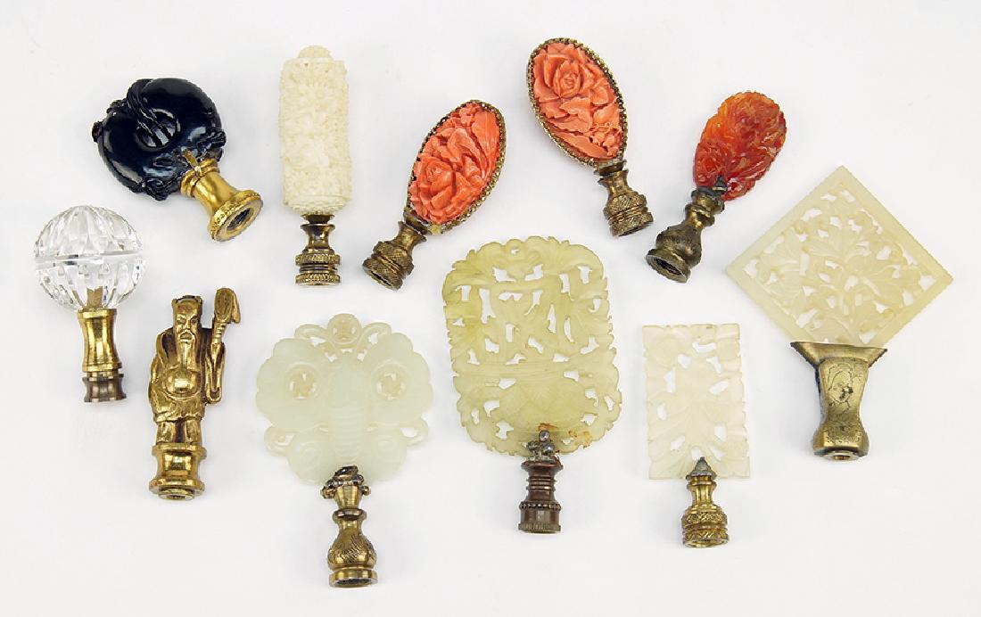 Four Carved Chinese Jade Lamp Finials. (1 of 1)