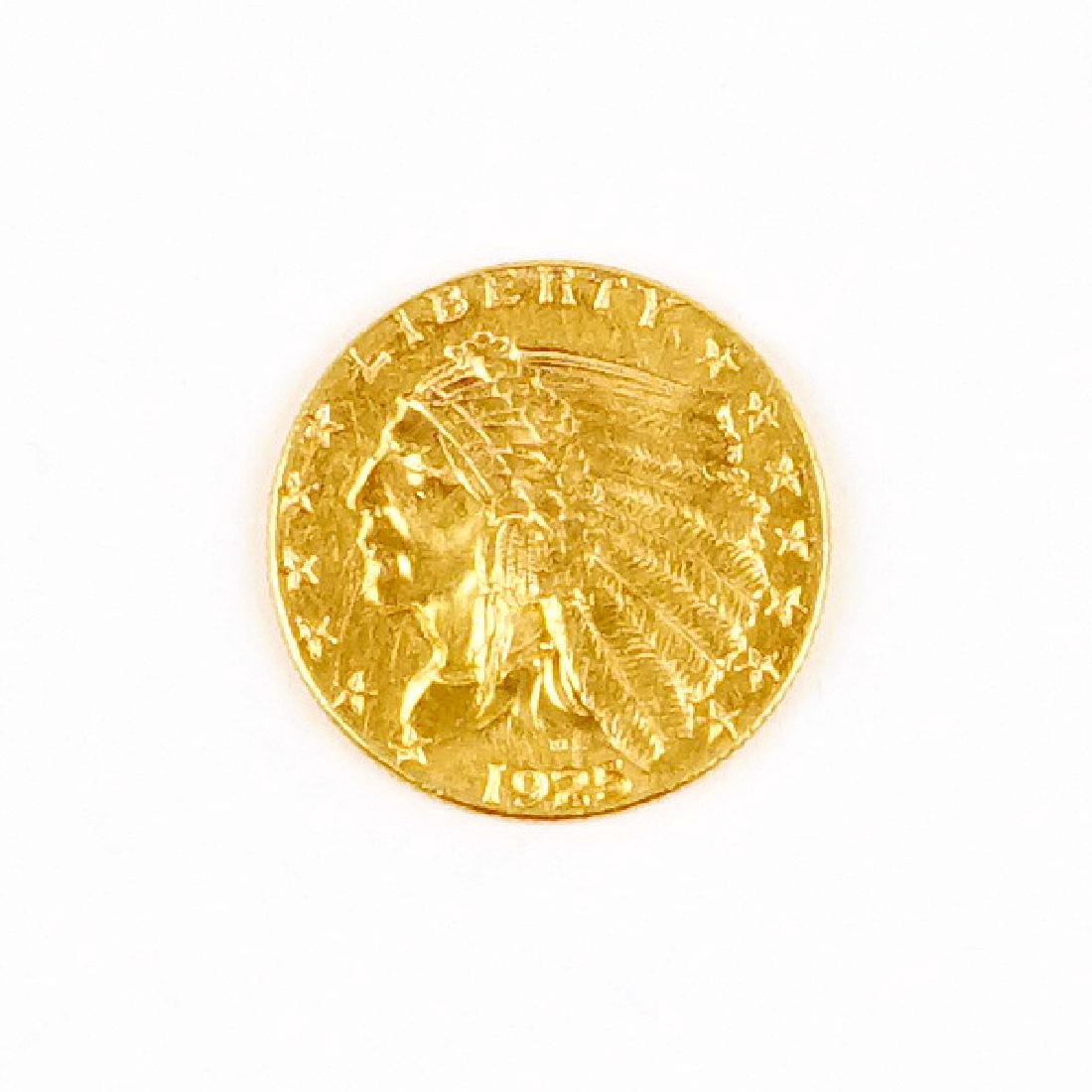 A 1925 $2.5 Indian Quarter Eagle Gold Coin. (1 of 2)