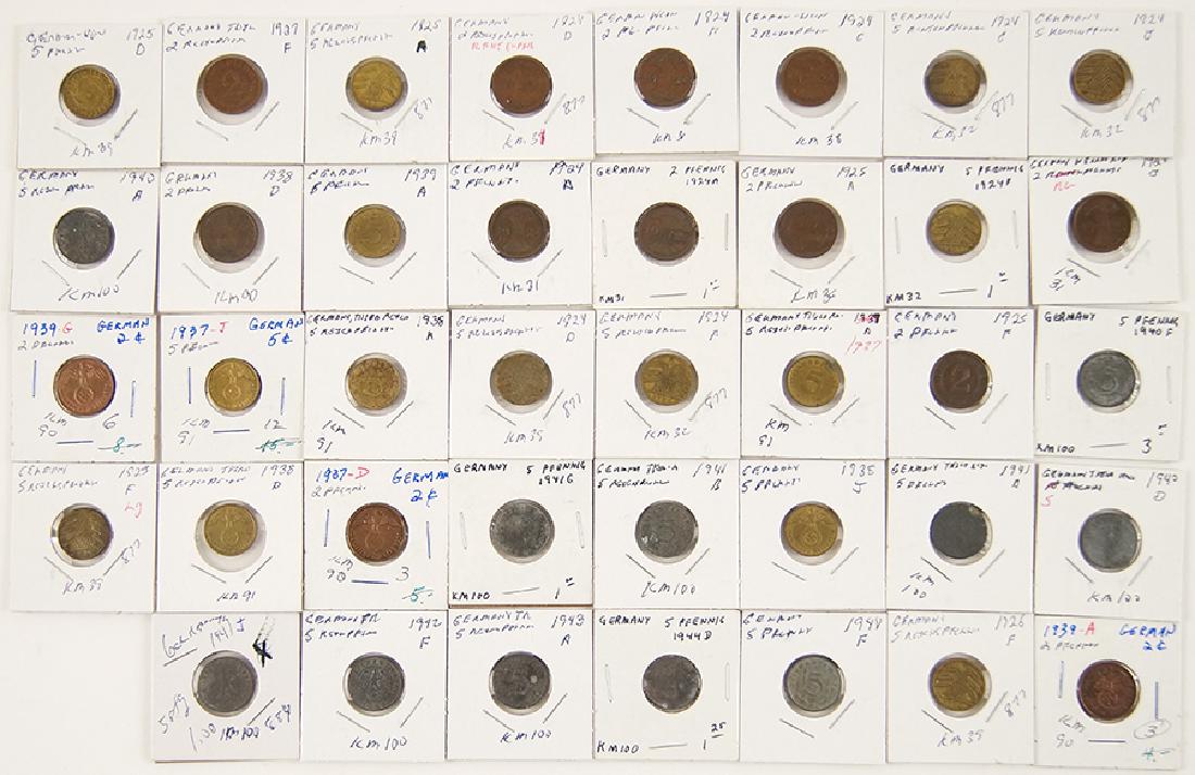 A Collection of German 2 Pfennig and 5 Pfennig Coins. (1 of 1)