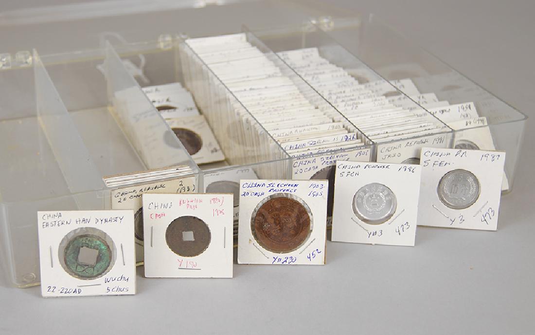 A Collection of Coins from China.: A Collection of Coins from China. Comprising approximately one hundred fifty coins of various denominations dating from the Han Dynasty to 2008, majority dating from the 1970s onwards