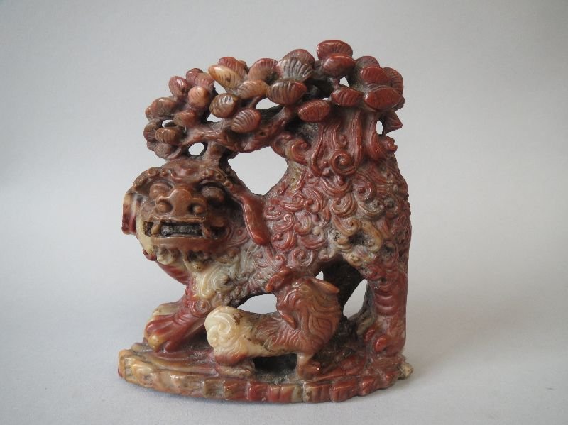 C19th Chinese carved soapstone lion group 9H: C19th Chinese carved soapstone lion group 9H