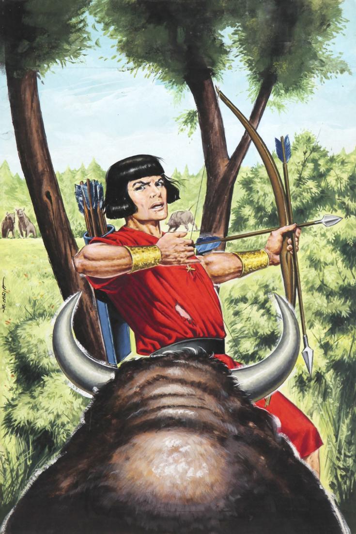 Caria Mario - "Il Principe Valiant", 1966: Caria Mario - "Il Principe Valiant", 1966 ITA tempera su cartone, 27 x 41 cm Originale di copertina realizzato da Caria per Il Principe Valiant n. 31 edito sul periodico L'Avventuroso dalle Edizioni F