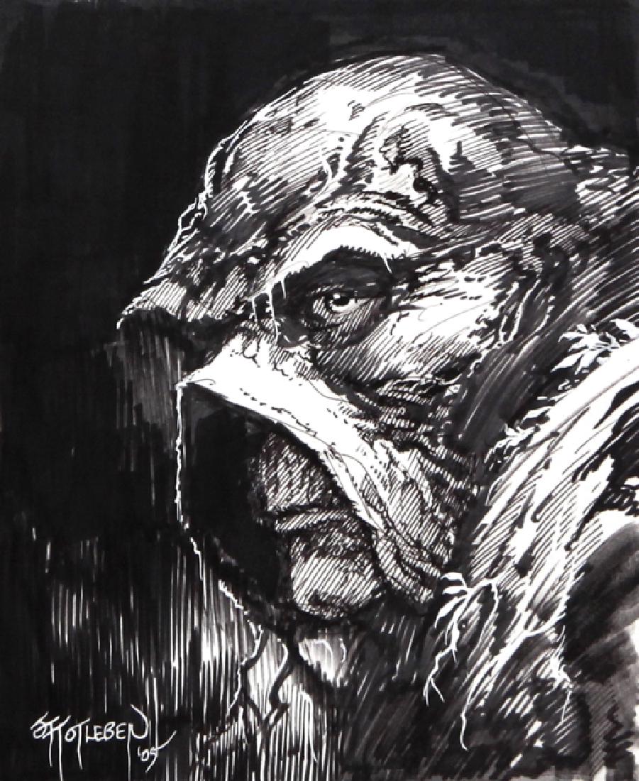 Totleben John - "Swamp Thing ", 2005: Totleben John - "Swamp Thing ", 2005 ITA matita e china su cartoncino, 18 x 21,5 cm Illustrazione originale realizzata da Totleben per Swamp Thing, il personaggio reinventato da Alan Moore che lo ha r