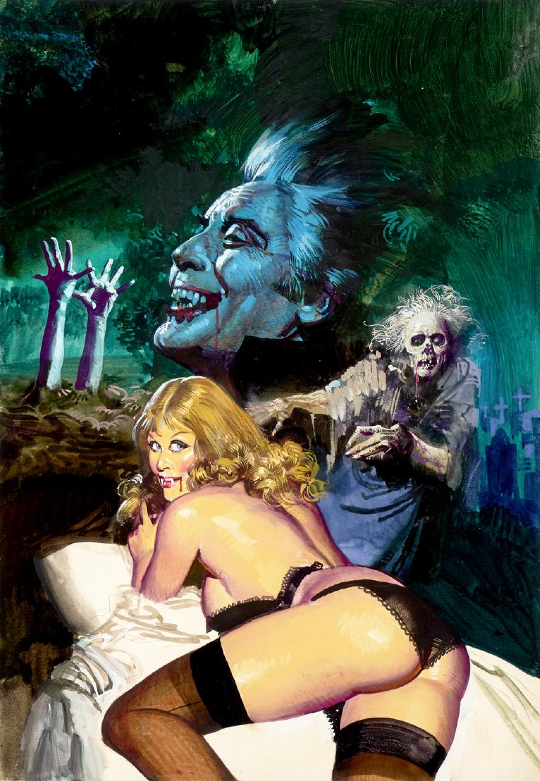 Biffignandi Alessandro - "Zora la vampira - Grazie: Biffignandi Alessandro - "Zora la vampira - Grazie Satana", 1974 ITA tempera su cartone, 25,5 x 36,5 cm Originale di copertina realizzato da Biffignandi per "Grazie Satana", edito su Z