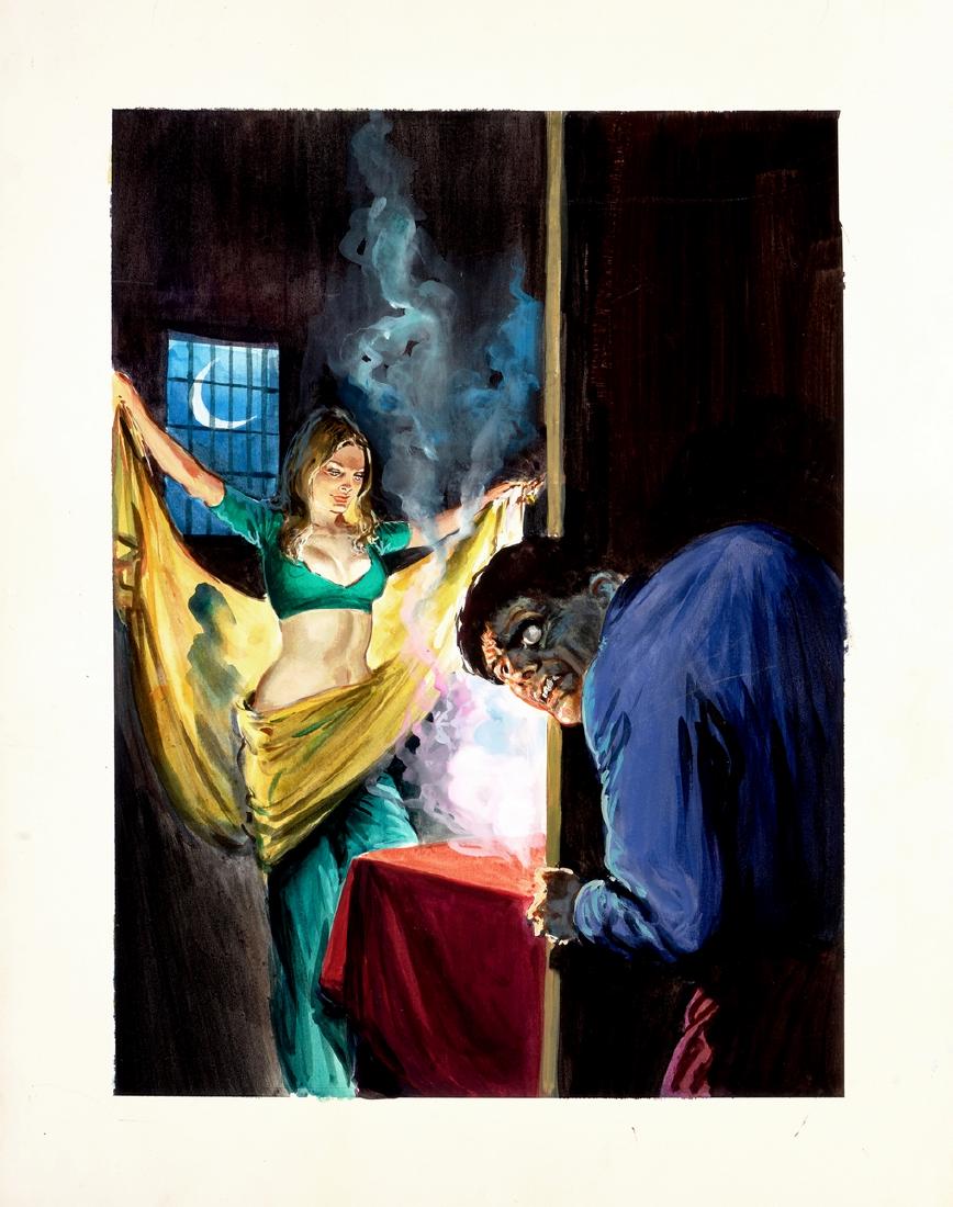 Molino Roberto - "I megamostri", 1978: Molino Roberto - "I megamostri", 1978 ITA tempera su cartone, 36,5 x 51 cm Originale di copertina realizzato da Molino per "I megamostri", edito nella collana I Notturni n. 26 dalla Ed
