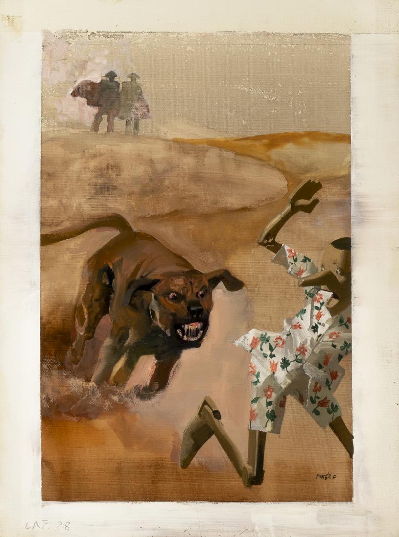 Pintér Ferenc - "Pinocchio", anni ’: Pintér Ferenc - "Pinocchio", anni ’90 ITA tempera su cartone telato, 30 x 40 cm Illustrazione originale realizzata da Pintér per la sua rivisitazione del "Pinocchio" d