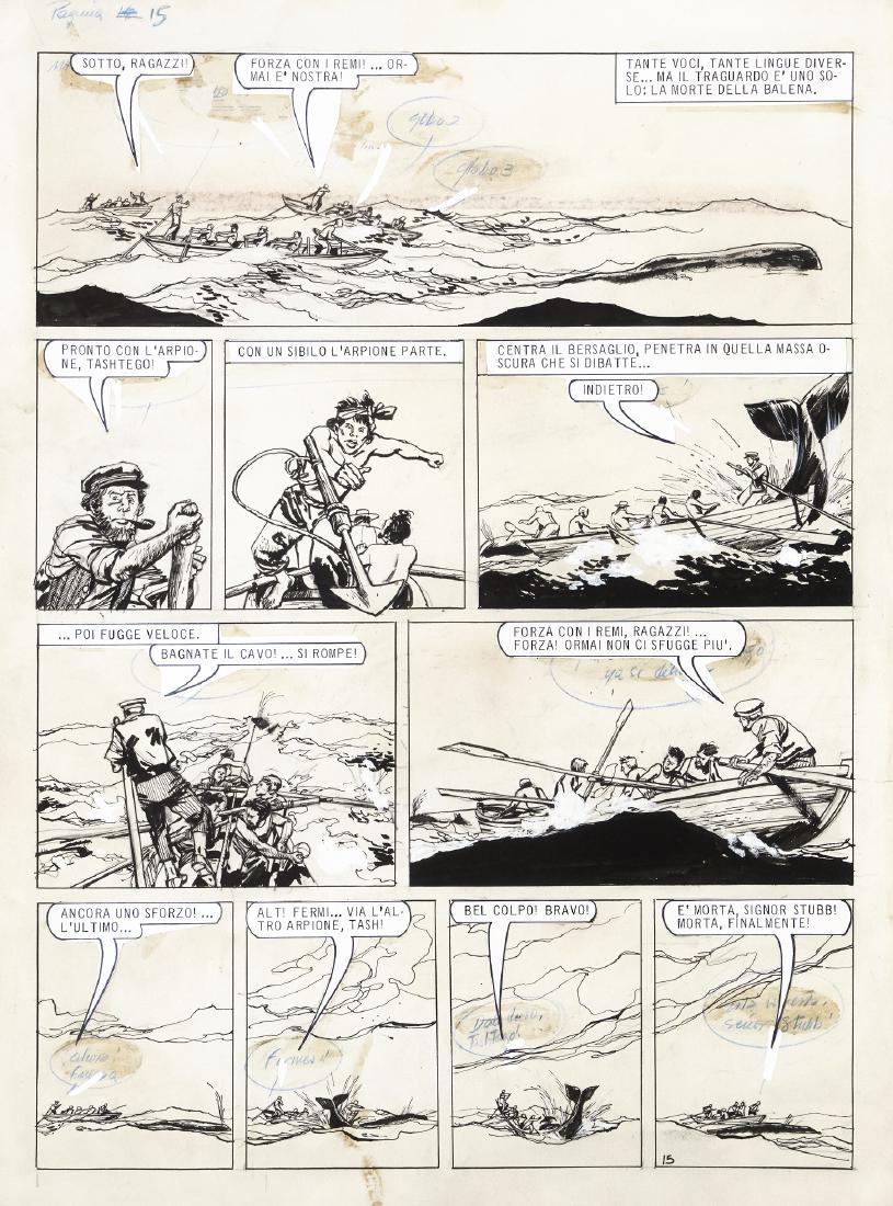 Durañona Leopoldo - "Moby Dick", 1968: Durañona Leopoldo - "Moby Dick", 1968 ITA matita e china su cartoncino, 40 x 54 cm Tavola originale realizzata da Durañona per la pag. 15 di "Moby Dick", commissionata dall&