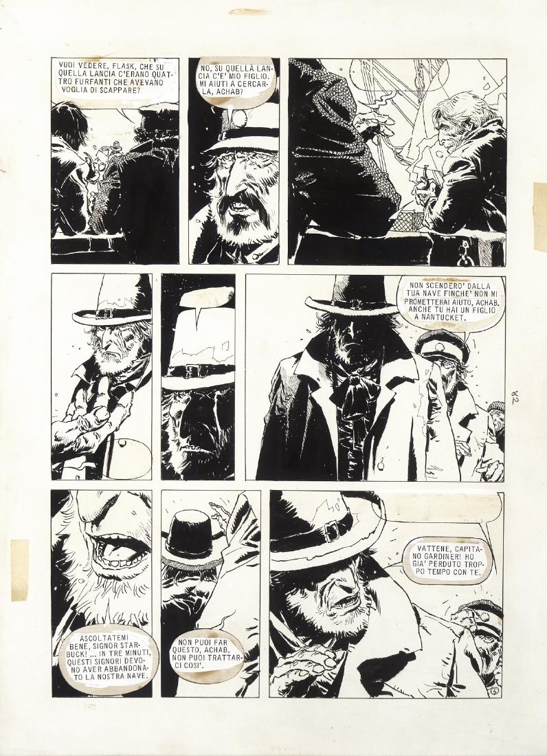 Breccia Enrique - "Moby Dick", 1978: Breccia Enrique - "Moby Dick", 1978 ITA matita e china su cartoncino, 30,5 x 41 cm Tavola originale per "Moby Dick", edita a pag. 5 nel secondo dei tre capitoli affidati a Breccia dal