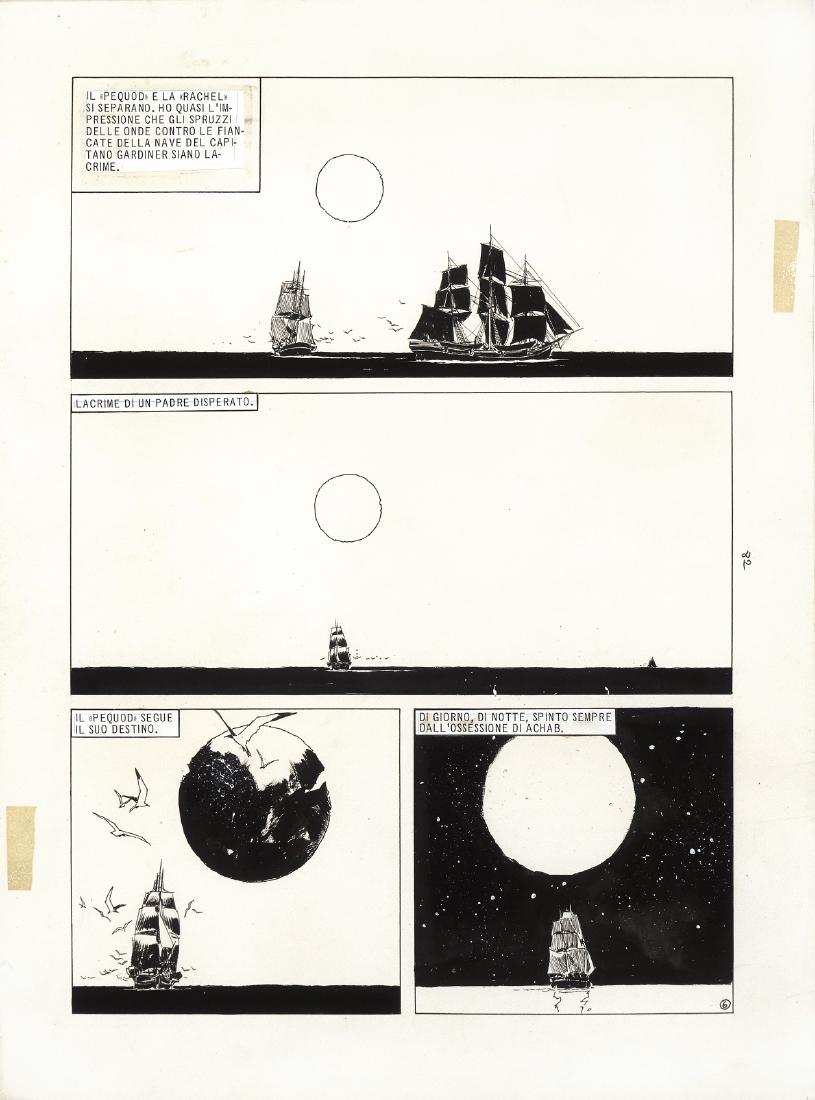 Breccia Enrique - "Moby Dick", 1978: Breccia Enrique - "Moby Dick", 1978 ITA matita e china su cartoncino, 30,5 x 41 cm Tavola originale per "Moby Dick", edita a pag. 6 nel secondo dei tre capitoli affidati a Breccia dal