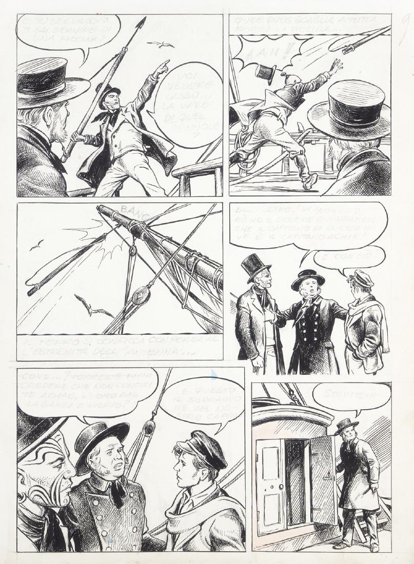 Caprioli Franco - "Moby Dick: La balena bianca": Caprioli Franco - "Moby Dick: La balena bianca", 1975 ITA matita e china su cartoncino, 28 x 38 cm Tavola originale realizzata da Caprioli per "Moby Dick: La balena bianca", edita nel