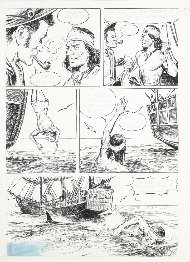 Caprioli Franco - "Moby Dick: La balena bianca": Caprioli Franco - "Moby Dick: La balena bianca", 1975 ITA matita e china su cartoncino, 28 x 38 cm Tavola originale realizzata da Caprioli per "Moby Dick: La balena bianca", edita nel