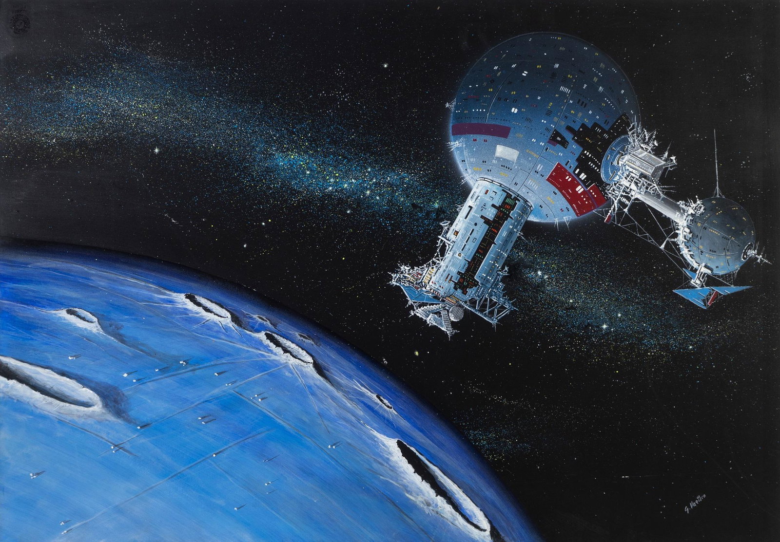 Varisco Giorgio - "Trociskhâ€™O", 1980: Varisco Giorgio - "Trociskhâ€™O", 1980 ITA tempera su cartone, 73 x 51 cm Illustrazione originale realizzata da Varisco per la Grande Enciclopedia della Fantascienza, edita sul vol. 10 &#