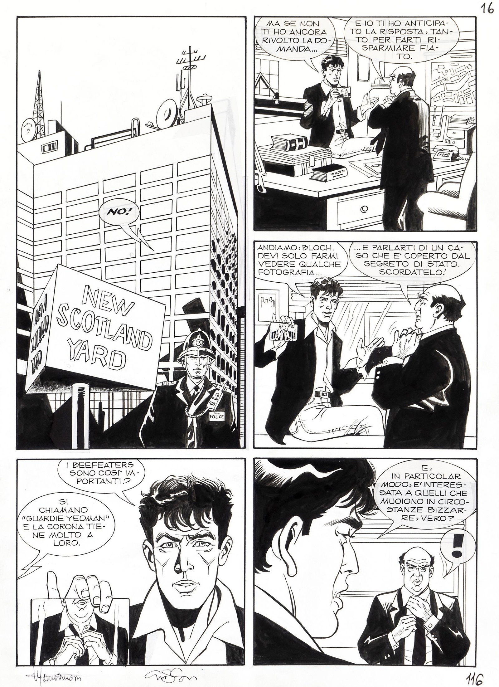 Montanari Giuseppe & Grassani Ernesto - "Dylan: Montanari Giuseppe & Grassani Ernesto - "Dylan Dog - I sei corvi", 2009 ITA matita e china su cartoncino, 31 x 42 cm Tavola originale realizzata da Montanari e Grassani per "I sei corv