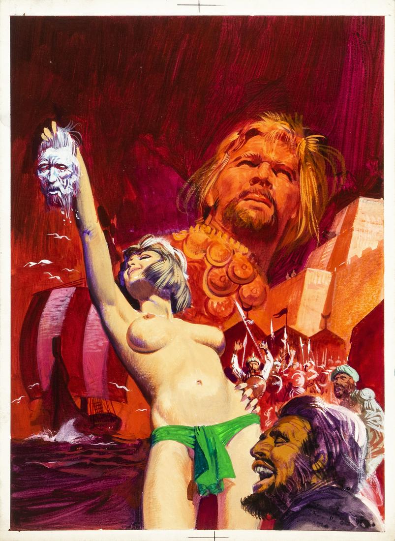 Dangelico Pino - "Teodora - L’imperatrice: Dangelico Pino - "Teodora - L’imperatrice piange", 1973 ITA tempera su cartone, 23 x 31 cm Originale di copertina realizzato da Dangelico per "L’imperatrice piange", edito 