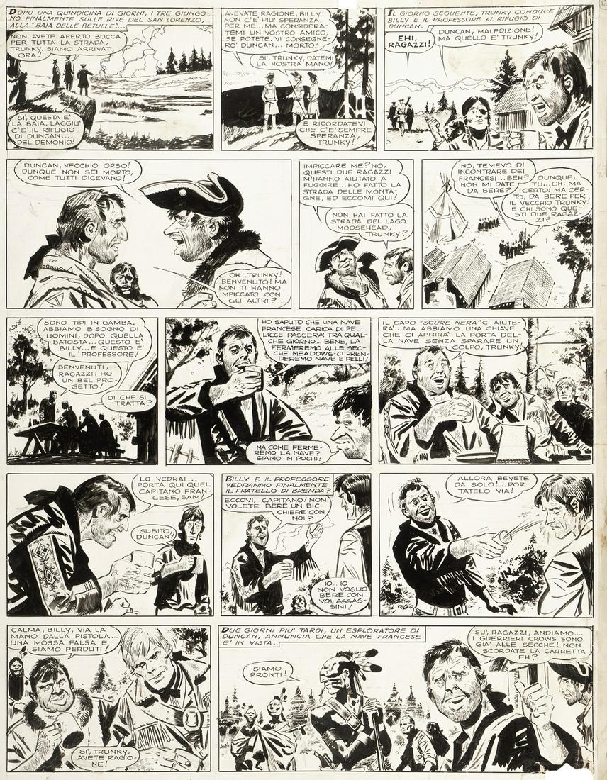 Pratt Hugo - "Le avventure di Billy James",: Pratt Hugo - "Le avventure di Billy James", 1963 ITA matita e china su cartoncino, 38,5 x 49 cm Tavola originale realizzata da Pratt per "Le avventure di Billy James", pag. 20 di quest