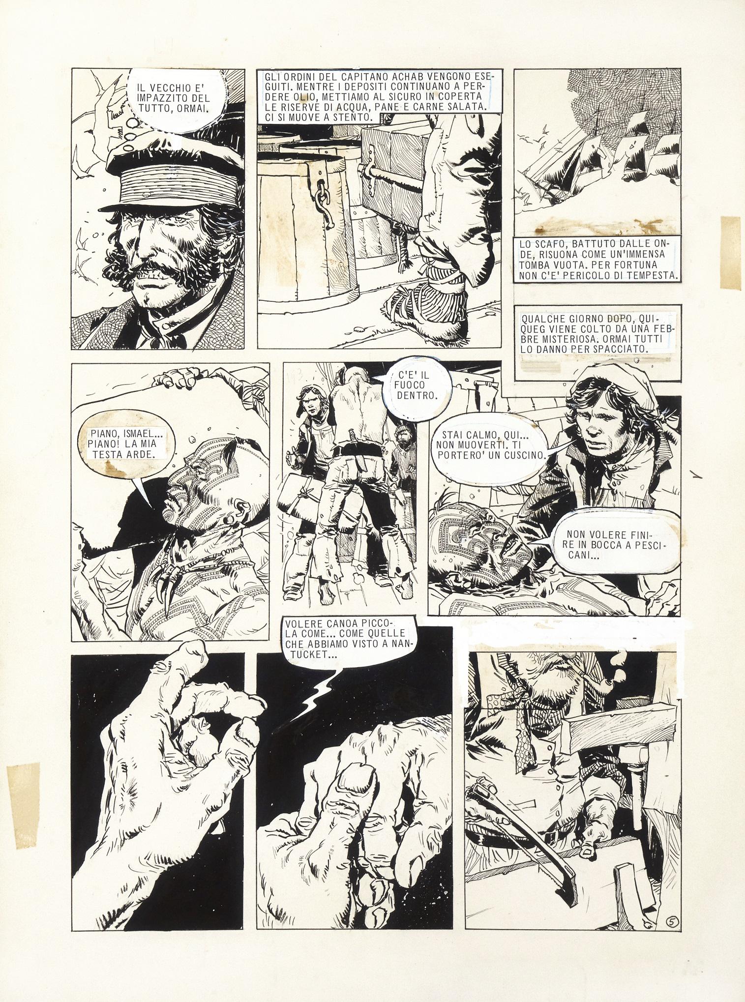 Breccia Enrique - "Moby Dick", 1978: Breccia Enrique - "Moby Dick", 1978 ITA matita e china su cartoncino, 30,5 x 41 cm Tavola originale per "Moby Dick", edita a pag. 5 nel primo dei tre capitoli affidati a Breccia dall&