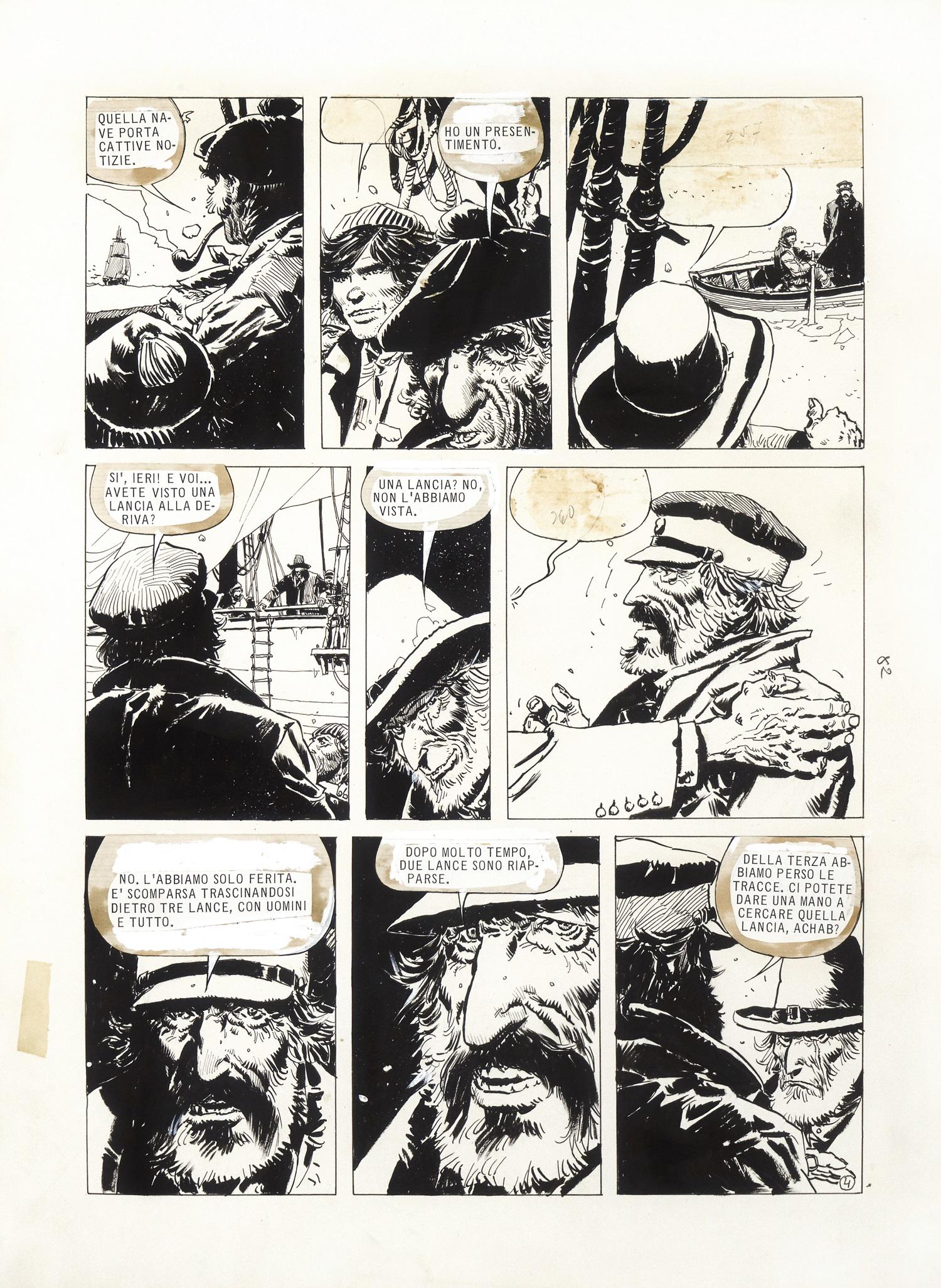 Breccia Enrique - "Moby Dick", 1978: Breccia Enrique - "Moby Dick", 1978 ITA matita e china su cartoncino, 30,5 x 41 cm Tavola originale per "Moby Dick", edita a pag. 4 nel secondo dei tre capitoli affidati a Breccia dal