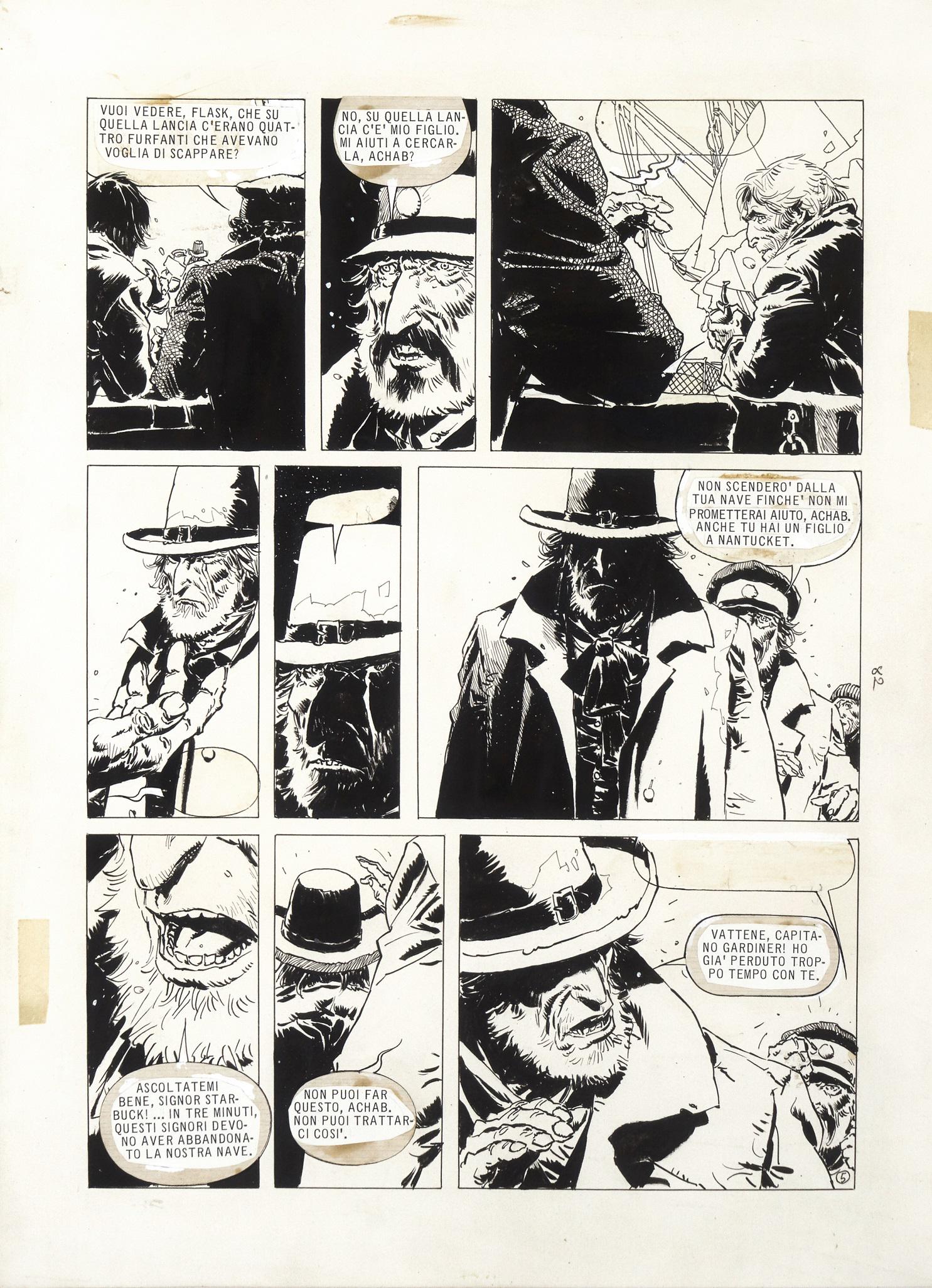 Breccia Enrique - "Moby Dick", 1978: Breccia Enrique - "Moby Dick", 1978 ITA matita e china su cartoncino, 30,5 x 41 cm Tavola originale per "Moby Dick", edita a pag. 5 nel secondo dei tre capitoli affidati a Breccia dal