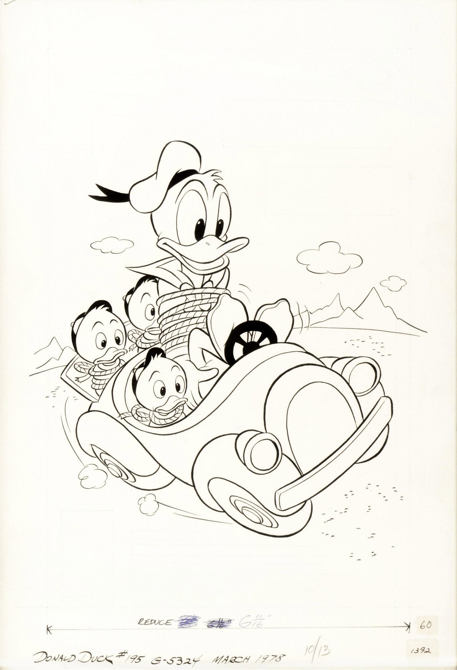 Gregory Bob - "Donald Duck", 1978: Gregory Bob - "Donald Duck", 1978 ITA matita e china su cartoncino, 33 x 48,5 cm Originale di copertina realizzato da Gregory per Donald Duck n. 195 edito negli Stati Uniti dalla casa editrice
