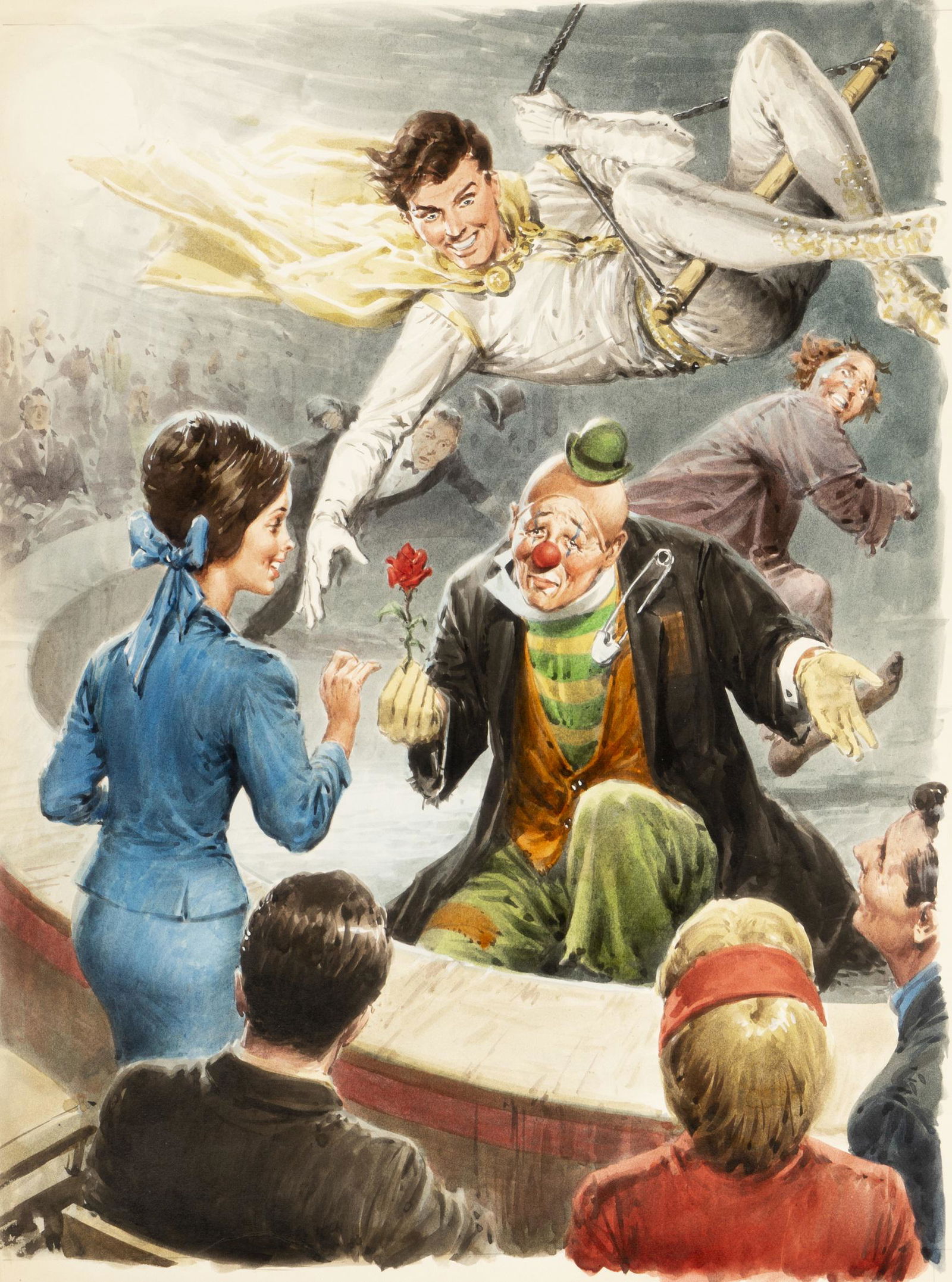 Torchio Aldo - "Intrepido - Il circo", 1965: Torchio Aldo - "Intrepido - Il circo", 1965 ITA matita, tempera e acquerello su cartoncino, 30 x 40 cm Originale di copertina realizzato da Torchio per l´Intrepido n. 44 edito dall´