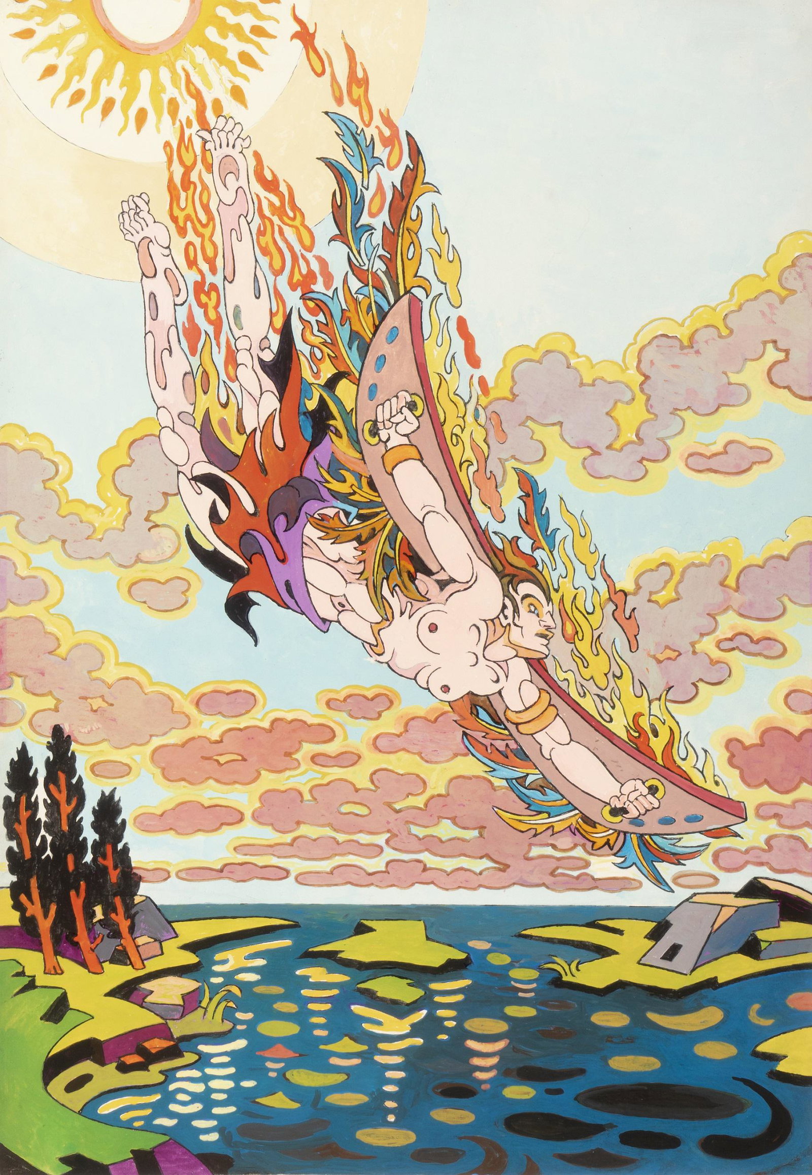 Rubino Antonio - "Icaro", 1963: Rubino Antonio - "Icaro", 1963 ITA tempera su cartoncino, 33,5 x 48 cm Dipinto originale realizzato da Rubino nel 1963, facente parte di una serie di lavori pittorici che il maestro di San Re