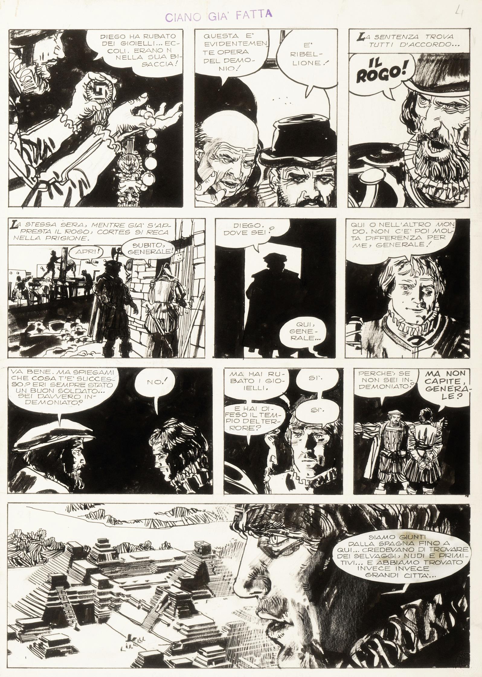 Di Gennaro Aldo - "Il tempio del terrore ",: Di Gennaro Aldo - "Il tempio del terrore ", 1972 ITA matita e china su cartone, 36,5 x 51 cm Tavola originale realizzata da Di Gennaro per "Il tempio del terrore", pubblicata per la p