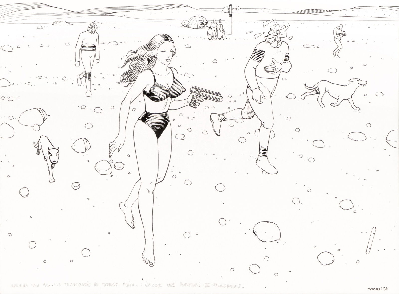 Moebius (Jean Giraud) - "Le Garage Hermétique:: Moebius (Jean Giraud) - "Le Garage Hermétique: Malvina", 1998 ITA matita e china su cartoncino, 36,5 x 27 cm Illustrazione originale realizzata da Moebius nel 1998 raffigurante la fatale