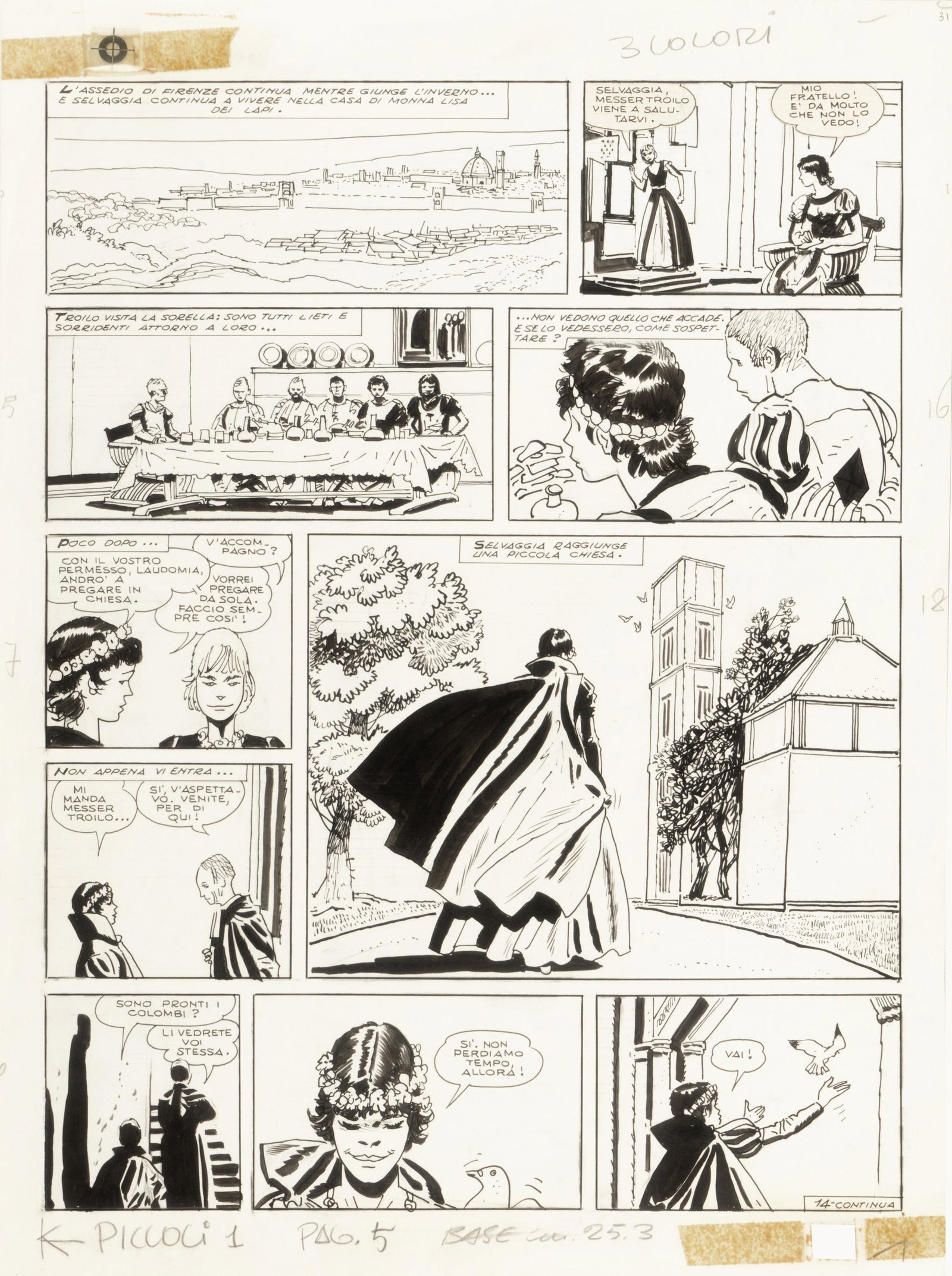Pratt Hugo - "Le avventure di Fanfulla", 1967: Pratt Hugo - "Le avventure di Fanfulla", 1967 ITA matita e china su cartoncino, 28 x 38 cm Tavola originale realizzata da Pratt per "Le avventure di Fanfulla", pag. 31 di questa avvent