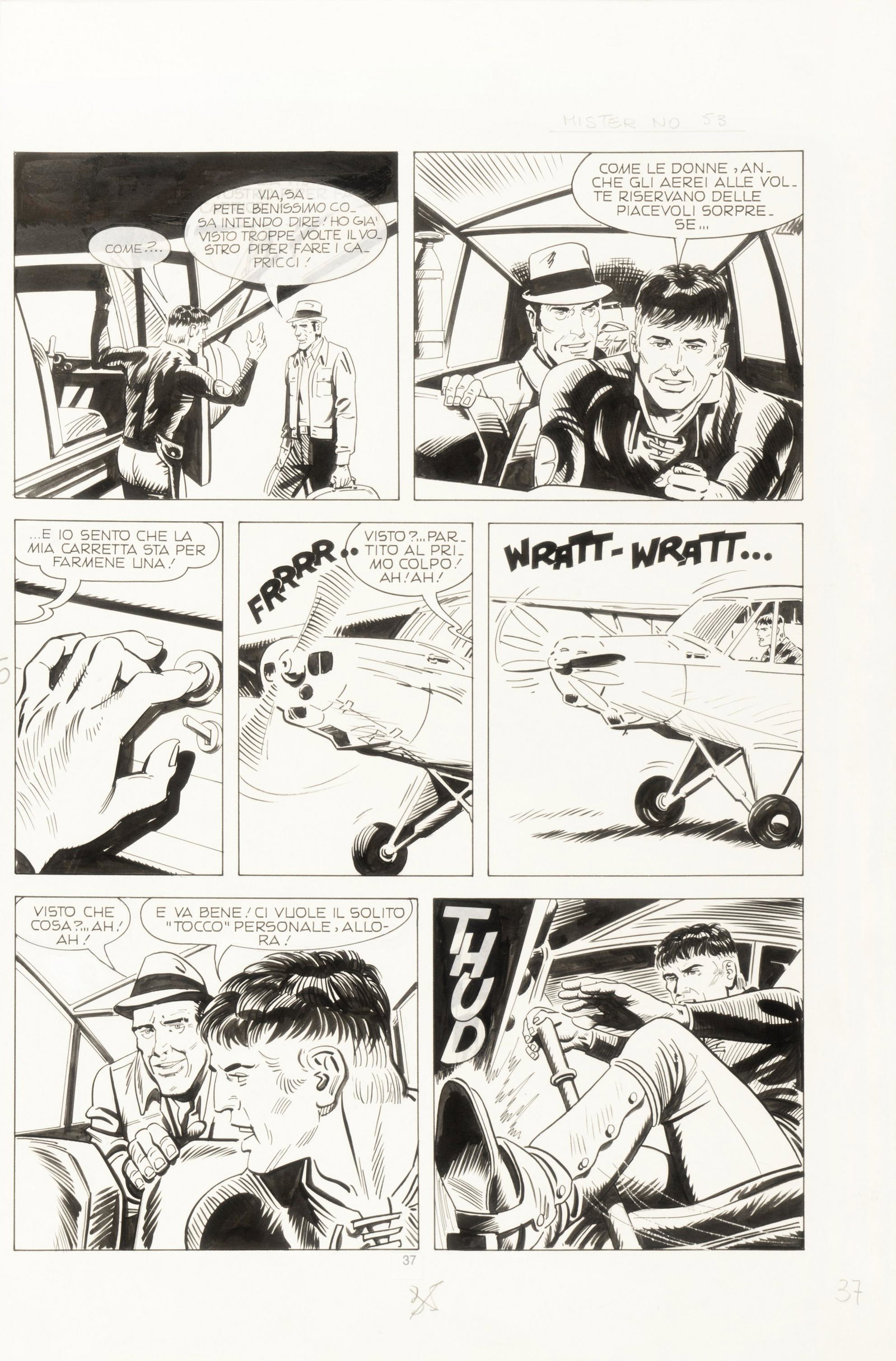 Diso Roberto&Bignotti Franco - "Mister No -: Diso Roberto&Bignotti Franco - "Mister No - Quel maledetto ponte", 1979 ITA matita e china su cartoncino, 33,5 x 50 cm Tavola originale realizzata da Diso e Bignotti per "Quel maledett