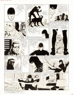 Pratt Hugo - "L´Ombra", 1964: Pratt Hugo - "L´Ombra", 1964 ITA matita e china su cartoncino rimontato, 39 x 50 cm Tavola originale realizzata da Pratt per "L´Ombra", edita a pag. 2 del primo episodio