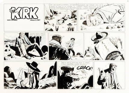 Pratt Hugo - "Il Sergente Kirk - Il castello di: Pratt Hugo - "Il Sergente Kirk - Il castello di Titlàn", 1958 ITA matita, pastello e china su cartoncino, 49,5 x 36 cm Tavola originale realizzata da Pratt per "Il castello di