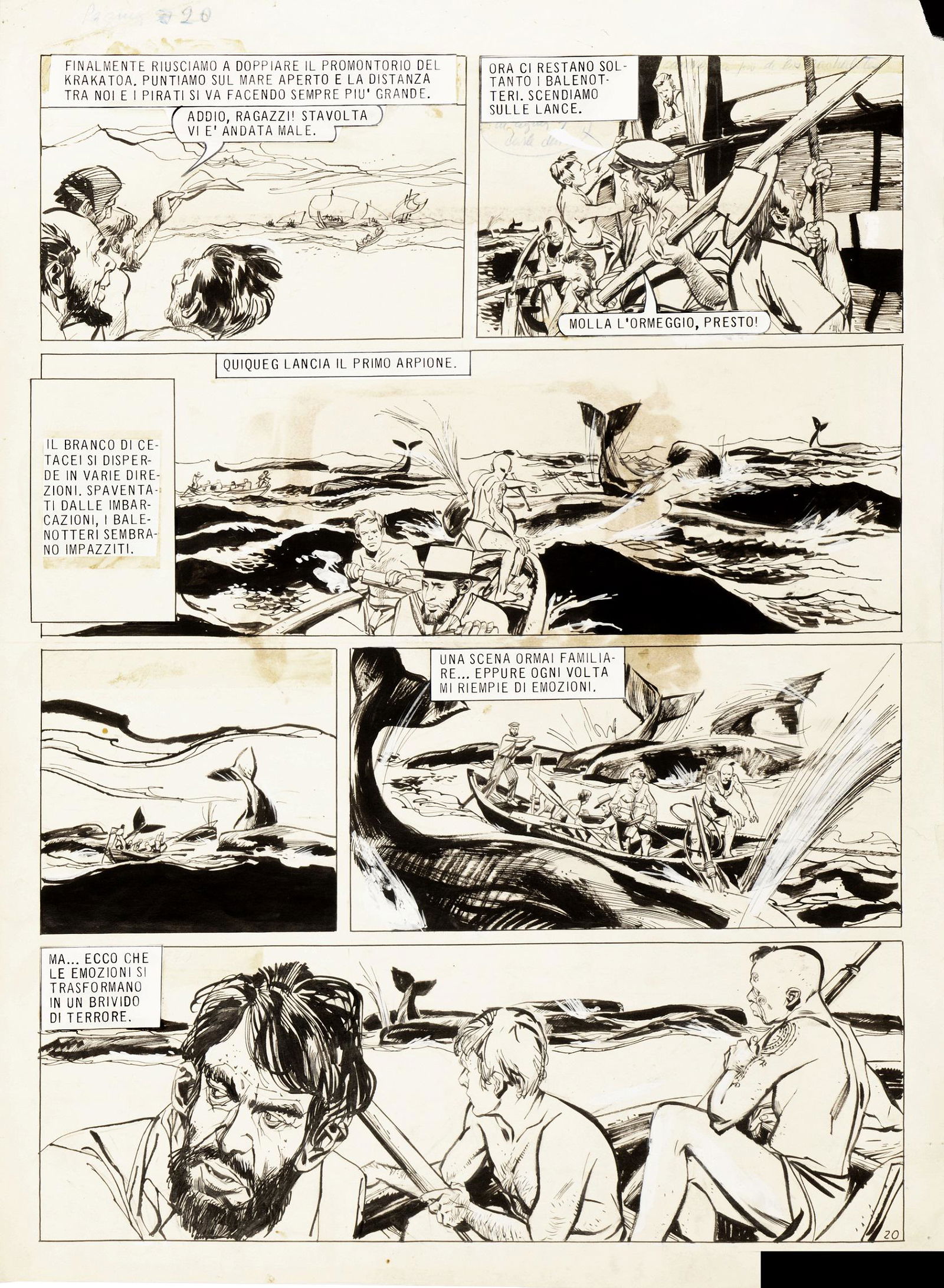 Durañona Leopoldo - "Moby Dick", 1968: Durañona Leopoldo - "Moby Dick", 1968 ITA matita e china su cartoncino, 40 x 54 cm Tavola originale realizzata da Durañona per la pag. 20 di "Moby Dick", commissionata dall&