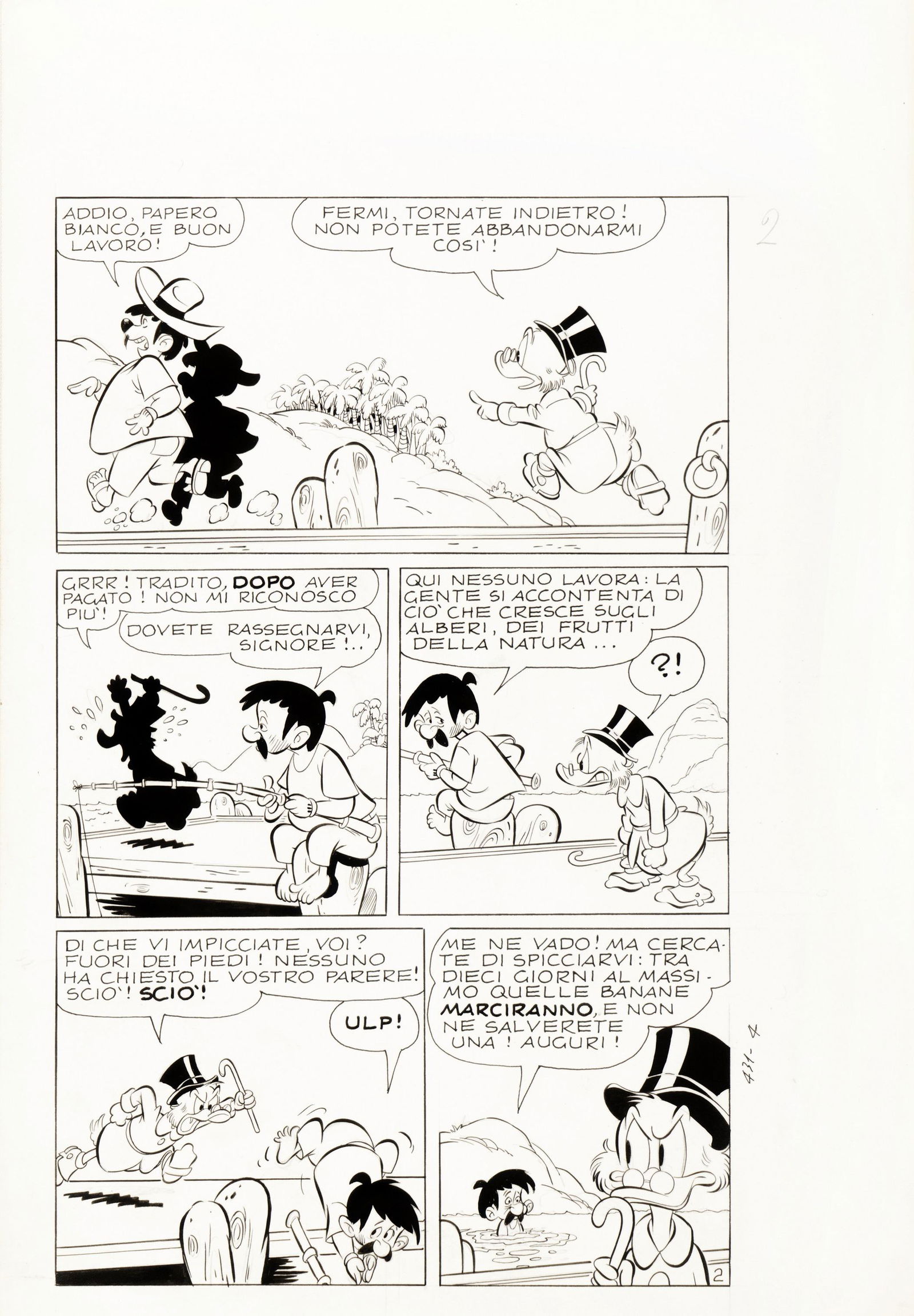 Carpi Giovan Battista - "Zio Paperone e la campana: Carpi Giovan Battista - "Zio Paperone e la campana rabdomante", 1964 ITA matita e china su cartoncino, 25,5 x 36,5 cm Tavola originale realizzata da Carpi per "Zio Paperone e la campana r