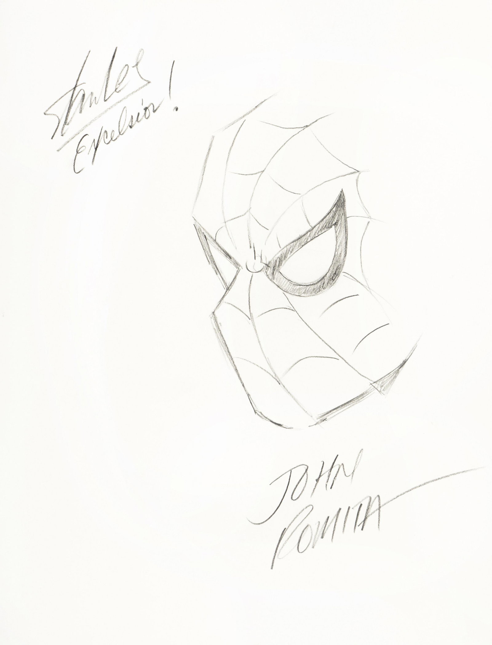 Romita John Sr. & Lee Stan - "Spider-Man",: Romita John Sr. & Lee Stan - "Spider-Man", anni ‘80 ITA matita su cartoncino, 22 x 29 cm Uno splendido profilo di Spider-Man realizzato dal suo più grande autore si sempre Romit