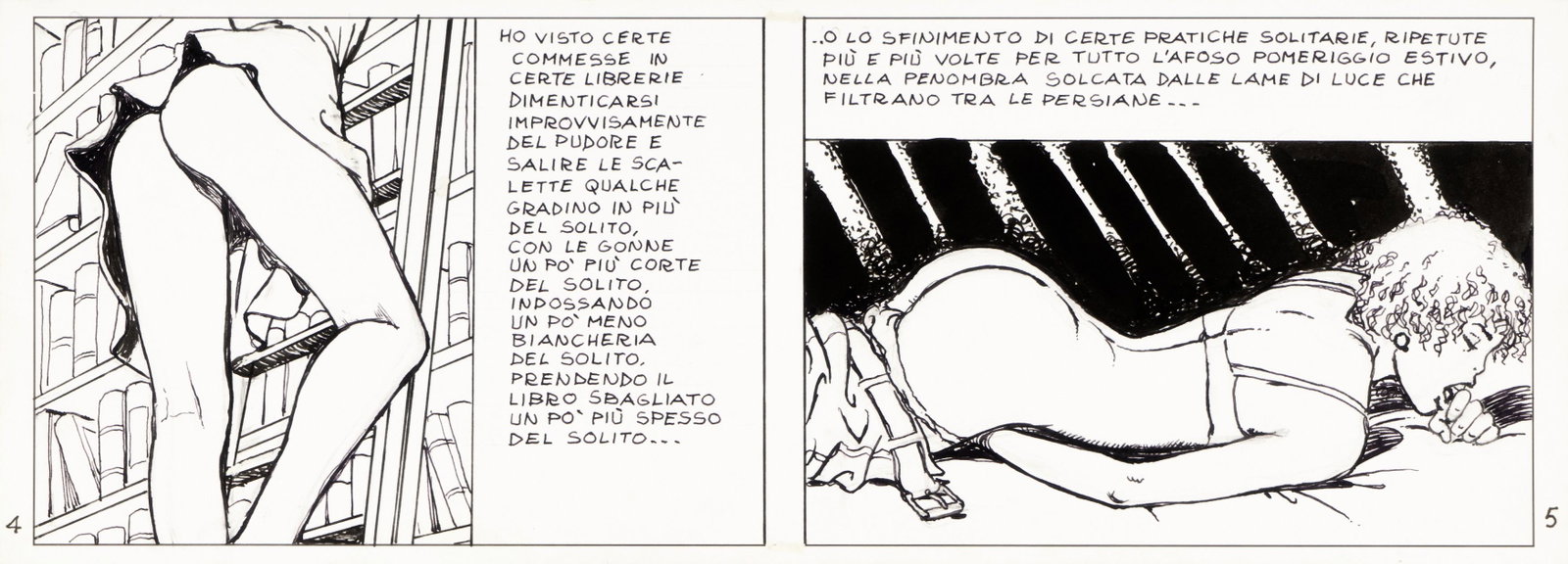 Manara Milo - "Il profumo dell‘invisibile: Manara Milo - "Il profumo dell‘invisibile 2", 2001 ITA matita e china su cartoncino, 45 x 16,5 cm Striscia originale realizzata da Manara per "Il profumo dell’invisibile 2"