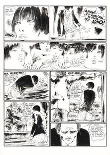 Crepax Guido - "Valentina - Caduta angeli", 1973: Crepax Guido - "Valentina - Caduta angeli", 1973 ITA matita e china su cartone, 36,5 x 51 cm Tavola originale realizzata da Crepax per "Caduta angeli", edita per la prima volta a pag. 16 sulla