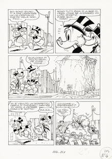Cavazzano Giorgio - "Zio Paperone e il satellite bomba", 1981: Cavazzano Giorgio - "Zio Paperone e il satellite bomba", 1981 ITA matita e china su cartoncino, 25 x 35 cm Tavola originale realizzata da Cavazzano per "Zio Paperone e il satellite