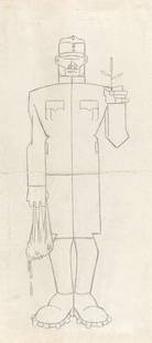 Baldo Gino - "Paese invaso: 24 Ottobre 1917 Caporetto", 1918: Baldo Gino - "Paese invaso: 24 Ottobre 1917 Caporetto", 1918 ITA matita su carta applicata a cartoncino, 14 x 31,5 cm / 20,5 x 31 cm ciascuno Lotto composto da 6 disegni preliminari (tra cui