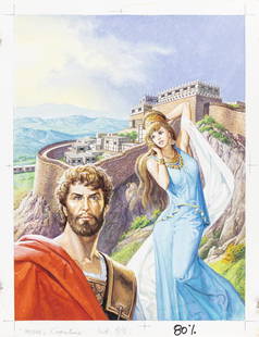 Baraldi Severino - "Micene", 1996: Baraldi Severino - "Micene", 1996 ITA tempera su cartoncino, 35 x 46 cm Originale di copertina realizzato da Baraldi per il libro "Micene", edito per il mercato greco nel 1996.