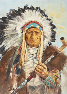 De Gaspari Giorgio - "West - Toro Seduto", 1976: De Gaspari Giorgio - "West - Toro Seduto", 1976 ITA tempera su cartone, 25 x 35 cm Illustrazione originale realizzata da De Gaspari per la figurina n. 190 raffigurante il capo indiano Toro