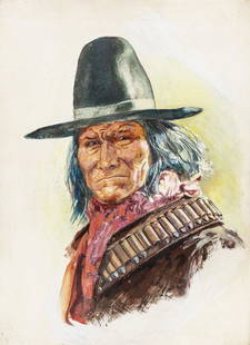De Gaspari Giorgio & Tempesti Mario - "West - Geronimo", 1976: De Gaspari Giorgio & Tempesti Mario - "West - Geronimo", 1976 ITA tempera su cartone, 26,5 x 36,5 cm Illustrazione originale realizzata a quattro mani da De Gaspari e Tempesti per la