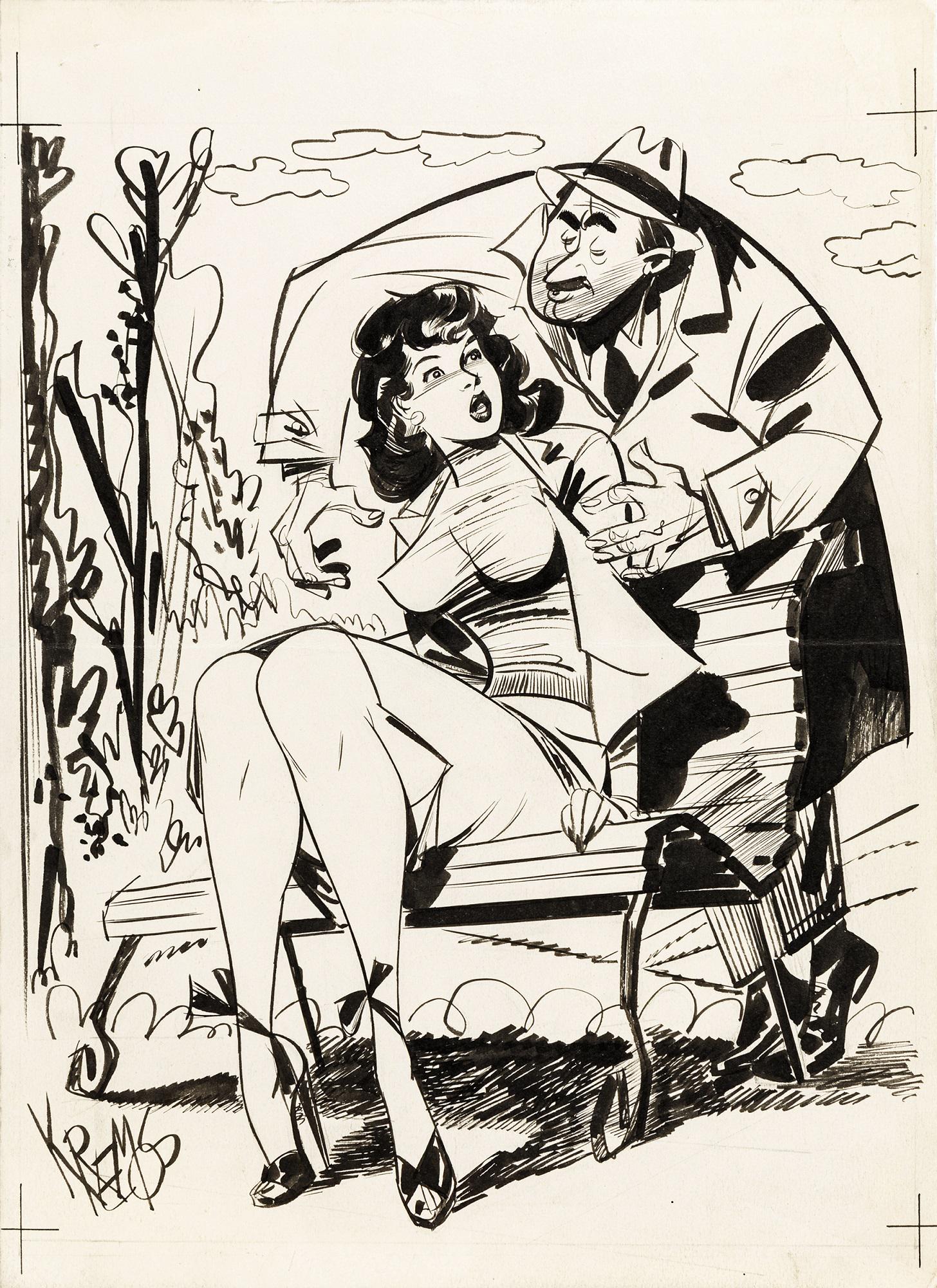 Kremos (Niso Ramponi) - "Il Travaso", anni ´40: Kremos (Niso Ramponi) - "Il Travaso", anni ´40 ITA matita e china su cartoncino, 25 x 35 cm Illustrazione originale realizzata da Kremos alla fine degli anni ´40 per il celebre giorn